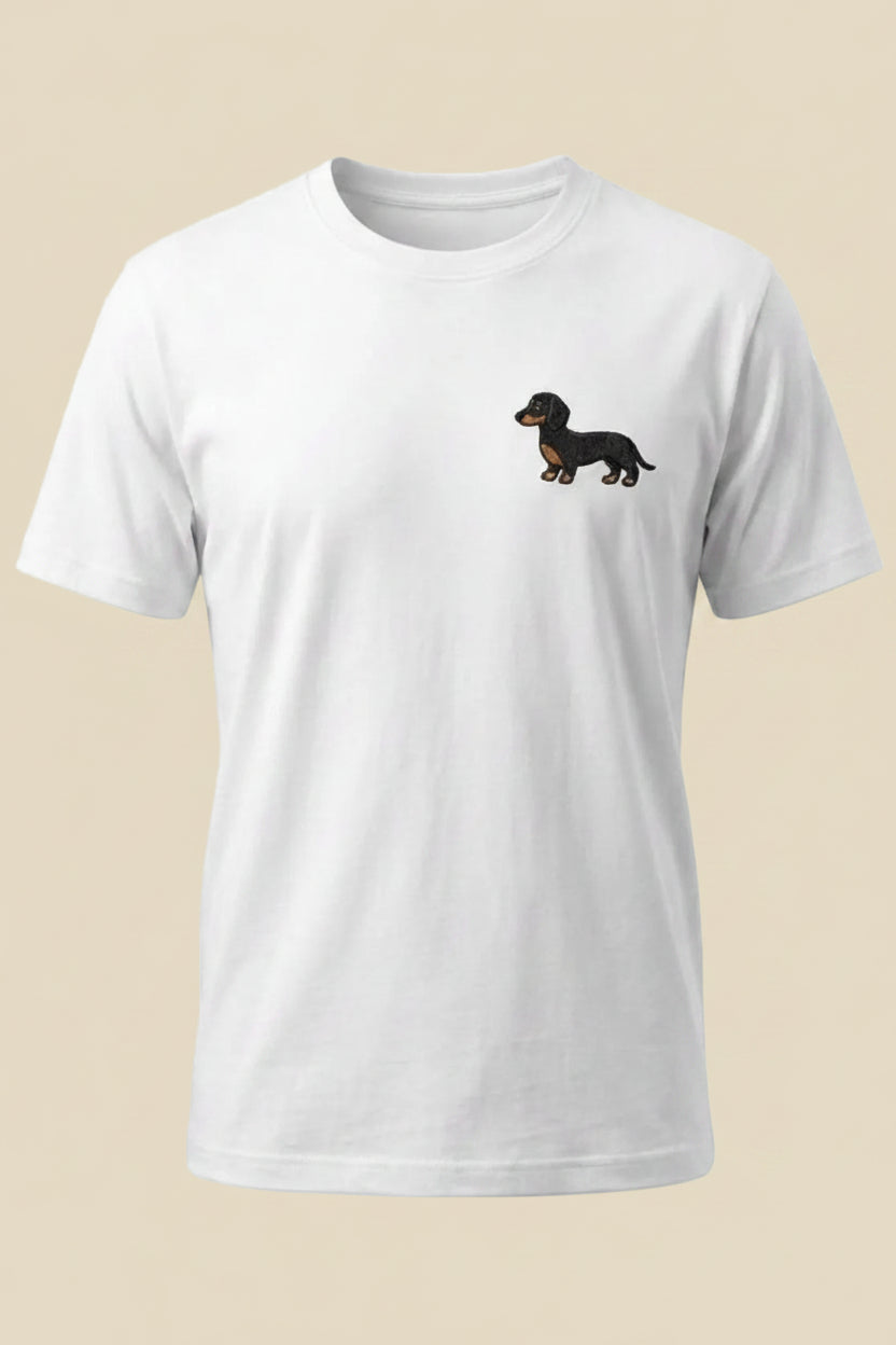 T-SHIRT MIT DACKEL MOTIV BESTICKT