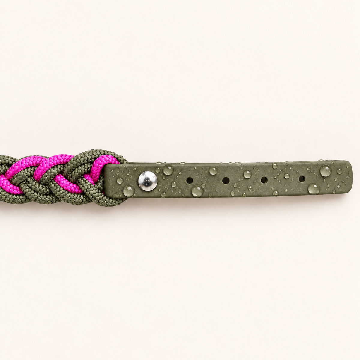 TAU FLECHT HALSBAND-OLIVE & FUCHSIA
