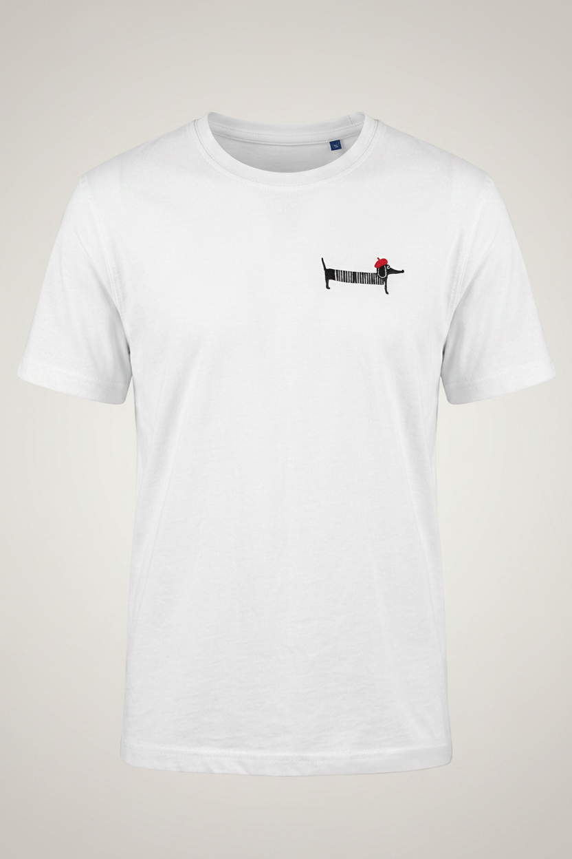T-SHIRT MIT FRANZÖSISCHEN DACKEL MOTIV BESTICKT