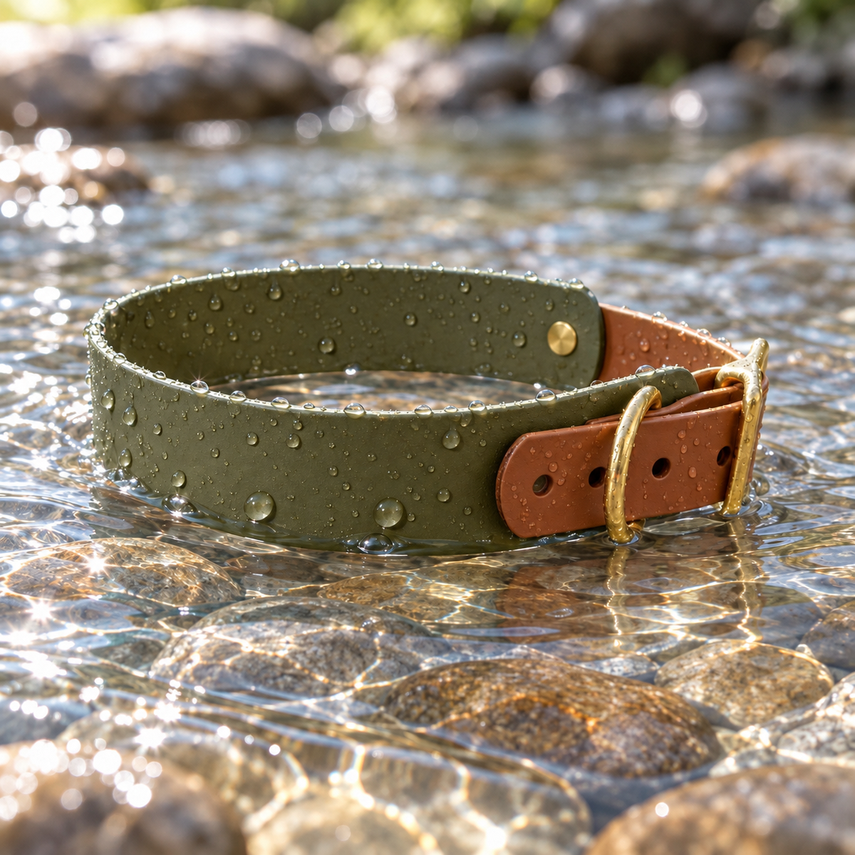 BIOTHANE HALSBAND DOUBLE TROUBLE-olive