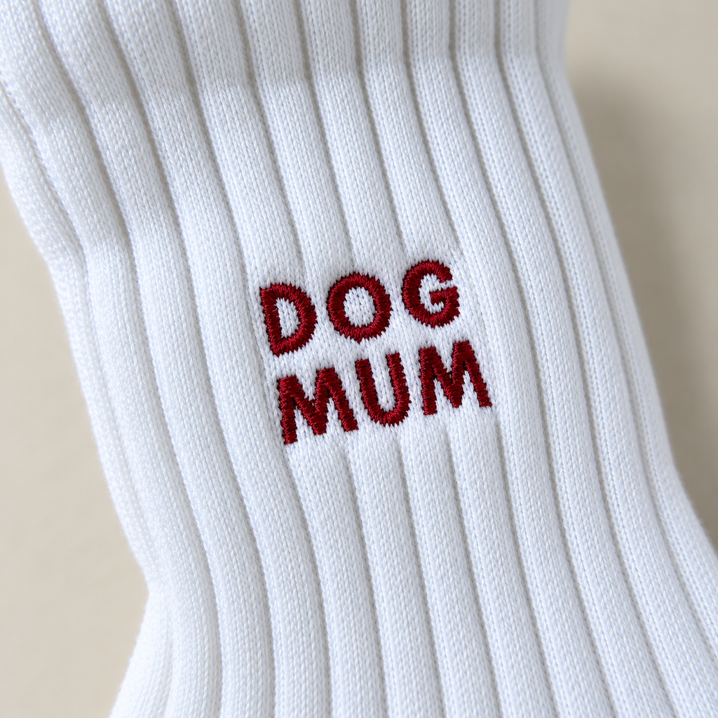Bestickte Socken - DOG MOM