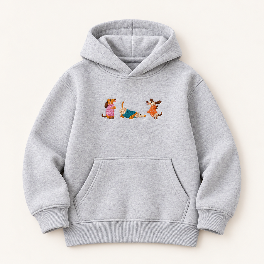 Kinder-Sweatshirt mit lustigen Dackeln - bestickt